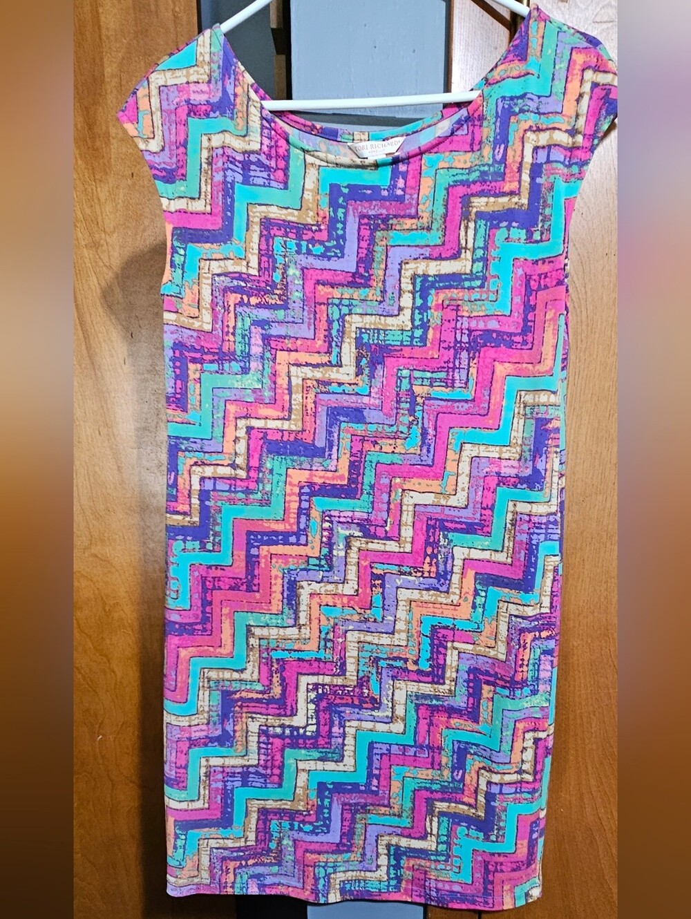 Tori Richard Zigzag Midi Dress in Turquoise, Pink, Purple